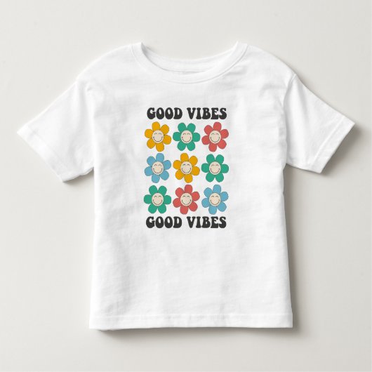 Good Vibes Retro farbenfrohe Daisy Blume Kleinkind T-shirt (Vorderseite)
