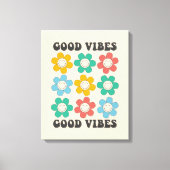 Good Vibes Retro farbenfrohe Daisy Blume Leinwanddruck (Vorderseite)