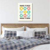 Good Vibes Retro farbenfrohe Daisy Blume Leinwanddruck (Insitu (Schlafzimmer))