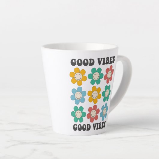 Good Vibes Retro farbenfrohe Daisy Blume Milchtasse (Rechte Ecke)