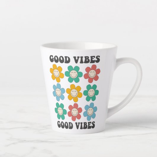 Good Vibes Retro farbenfrohe Daisy Blume Milchtasse (Rechts)