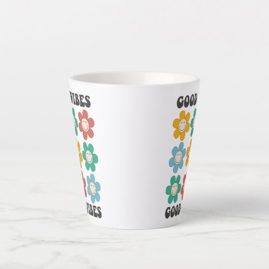Good Vibes Retro farbenfrohe Daisy Blume Milchtasse (Vorderseite)