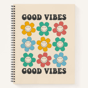 Good Vibes Retro farbenfrohe Daisy Blume Notizblock