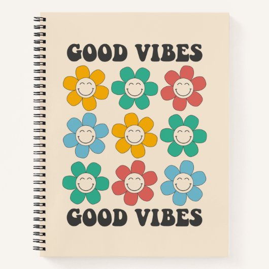 Good Vibes Retro farbenfrohe Daisy Blume Notizblock (Vorderseite)