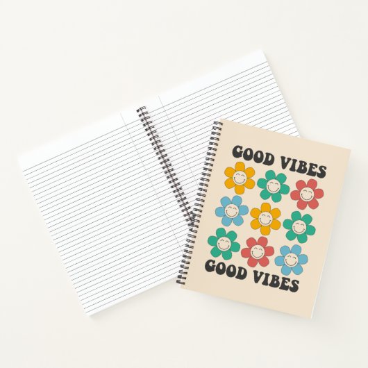 Good Vibes Retro farbenfrohe Daisy Blume Notizblock (Innenseite)