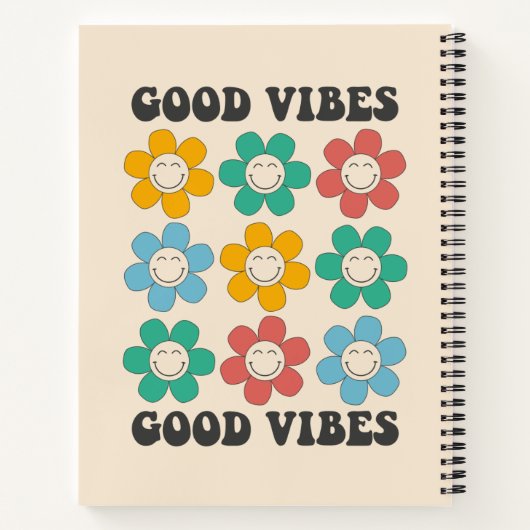 Good Vibes Retro farbenfrohe Daisy Blume Notizblock (Rückseite)