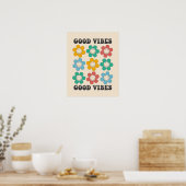 Good Vibes Retro farbenfrohe Daisy Blume Poster (Küche)
