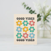 Good Vibes Retro farbenfrohe Daisy Blume Postkarte (Stehend Vorderseite)