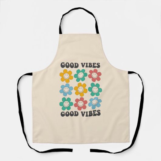 Good Vibes Retro farbenfrohe Daisy Blume Schürze (Vorderseite)