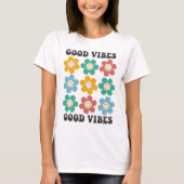 Good Vibes Retro farbenfrohe Daisy Blume T-Shirt (Vorderseite)