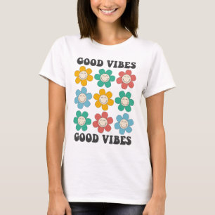Good Vibes Retro farbenfrohe Daisy Blume T-Shirt
