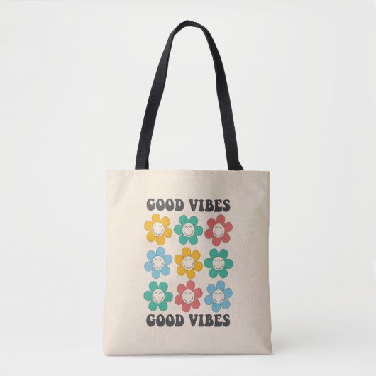 Good Vibes Retro farbenfrohe Daisy Blume Tasche (Vorderseite)