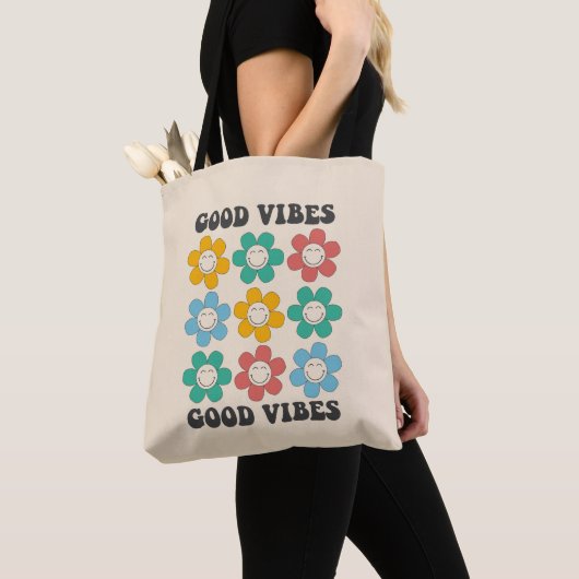 Good Vibes Retro farbenfrohe Daisy Blume Tasche (Von Nahem)