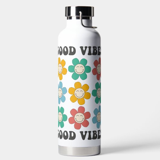 Good Vibes Retro farbenfrohe Daisy Blume Trinkflasche (links)