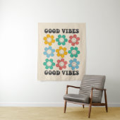 Good Vibes Retro farbenfrohe Daisy Blume Wandteppich (Beispiel)