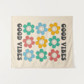 Good Vibes Retro farbenfrohe Daisy Blume Wandteppich (Vorderseite (Horizontal))