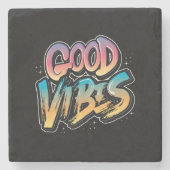Good-vibes-Slogan-Grafik-Typografie Steinuntersetzer (Vorderseite)