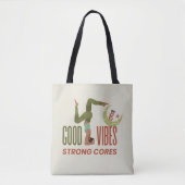 Good Vibes Strong Cores Pilates Zitat Fitness Yoga Tasche (Vorderseite)