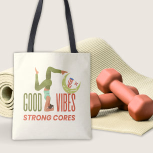 Good Vibes Strong Cores Pilates Zitat Fitness Yoga Tasche