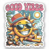 Good Vibes - Sunshine - Retro Summer Aufkleber (Vorderseite)