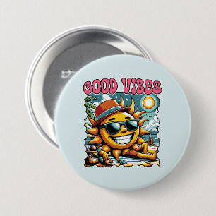 Good Vibes - Sunshine - Retro Summer Button