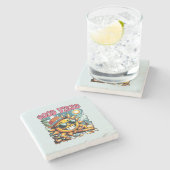 Good Vibes - Sunshine - Retro Summer Steinuntersetzer (Seitenansicht)