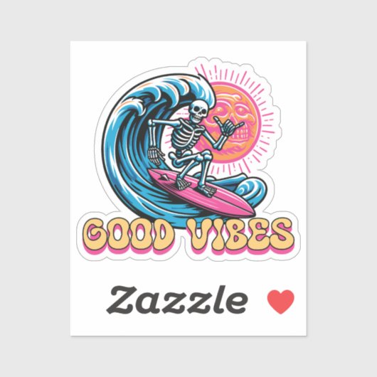 Good Vibes - Surfen - Summer Vibes Aufkleber (Blatt)