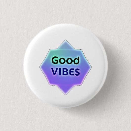 "Good Vibes" Text on Gradient Star Shape Button (Vorderseite)