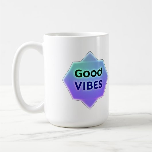 "Good Vibes" Text on Gradient Star Shape Kaffeetasse (Links)