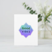 "Good Vibes" Text on Gradient Star Shape Postkarte (Stehend Vorderseite)