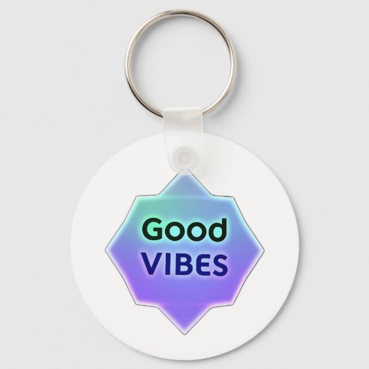 "Good Vibes" Text on Gradient Star Shape Schlüsselanhänger (Vorderseite)