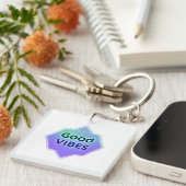 "Good Vibes" Text on Gradient Star Shape Schlüsselanhänger (Vorderseite rechts)