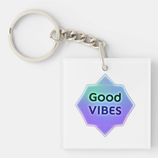 "Good Vibes" Text on Gradient Star Shape Schlüsselanhänger (Vorderseite)