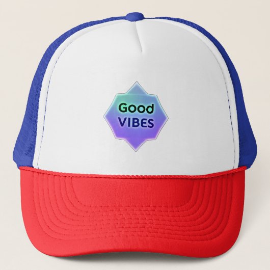 "Good Vibes" Text on Gradient Star Shape Truckerkappe (Vorderseite)