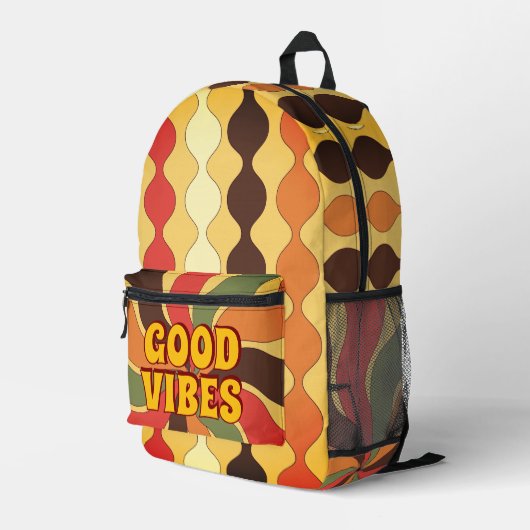Good Vibes Throwback Retro Fun Bedruckter Rucksack (Rückseitige Ecke Rechts)