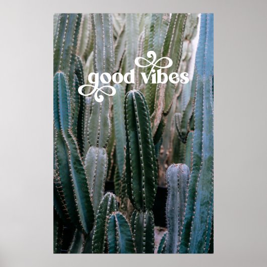 Good Vibes | Trendy Retro Summer Desert Cactus Poster (Vorne)
