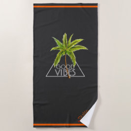 "Good Vibes Triangle Design with Palm Tree" Strandtuch