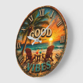 Good Vibes Tropical Beach Große Wanduhr (Winkel)