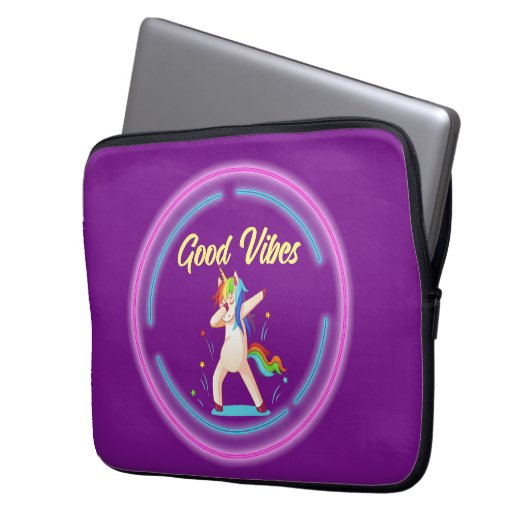 Good Vibes Unicorn Laptopschutzhülle (Vorderseite Links)