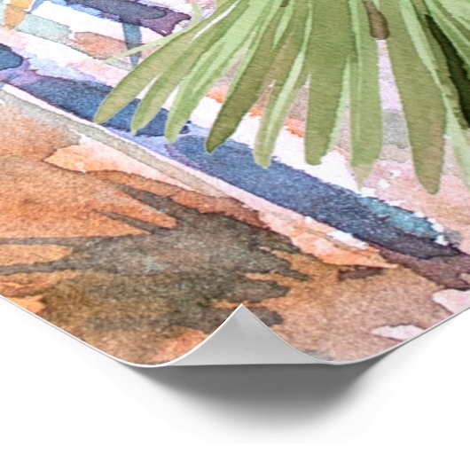 Good Vibes | Wasserfarbe Trendy Retro Summer Beach Poster (Ecke)