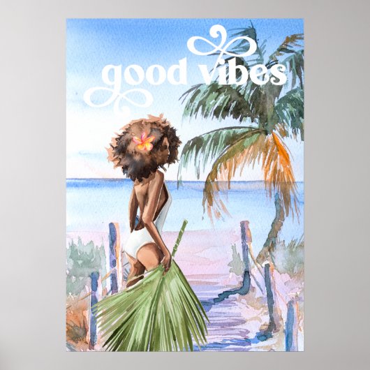 Good Vibes | Wasserfarbe Trendy Retro Summer Beach Poster (Vorne)