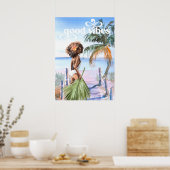 Good Vibes | Wasserfarbe Trendy Retro Summer Beach Poster (Küche)