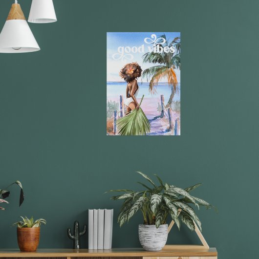 Good Vibes | Wasserfarbe Trendy Retro Summer Beach Poster (Wohnzimmer 1)