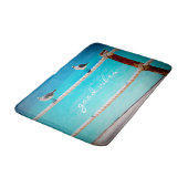 Good Vibes Zitat White Seagull Beach Birds Foto Badematte (Schrägansicht)