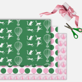 Good Witch Bad Witch - Pink & Green Girls Geburtst Geschenkpapier Set