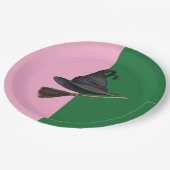 Good Witch Bad Witch - Rosa und Grün zum Geburtsta Pappteller (Schrägansicht)