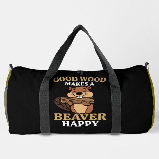 Good Wood Makes a Beaver Happy Duffle Bag (Rückseite)