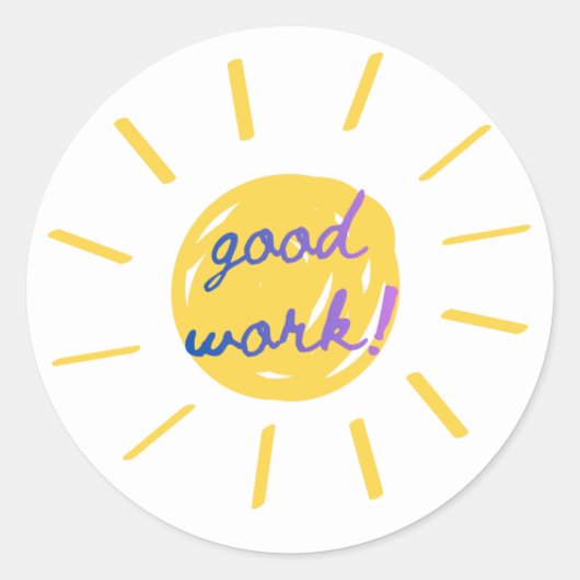 “Good Work!” Motivational Sticker for Kids (Vorderseite)