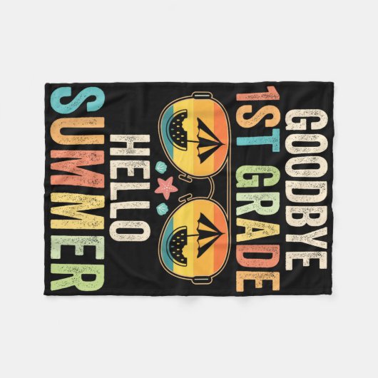 Goodbye 1. Klasse Hallo Sommer erste Klasse Letzte Fleecedecke (Vorderseite (Horizontal))