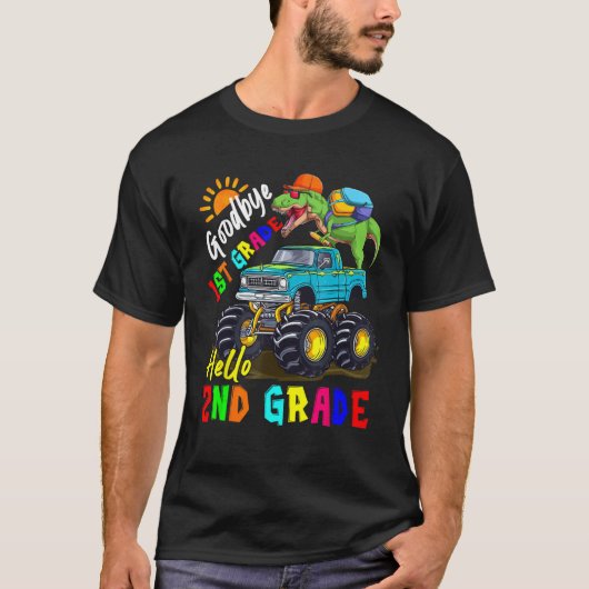 Goodbye 1st Grade Hello 2nd Grade Rex Riding Monst T-Shirt (Vorderseite)